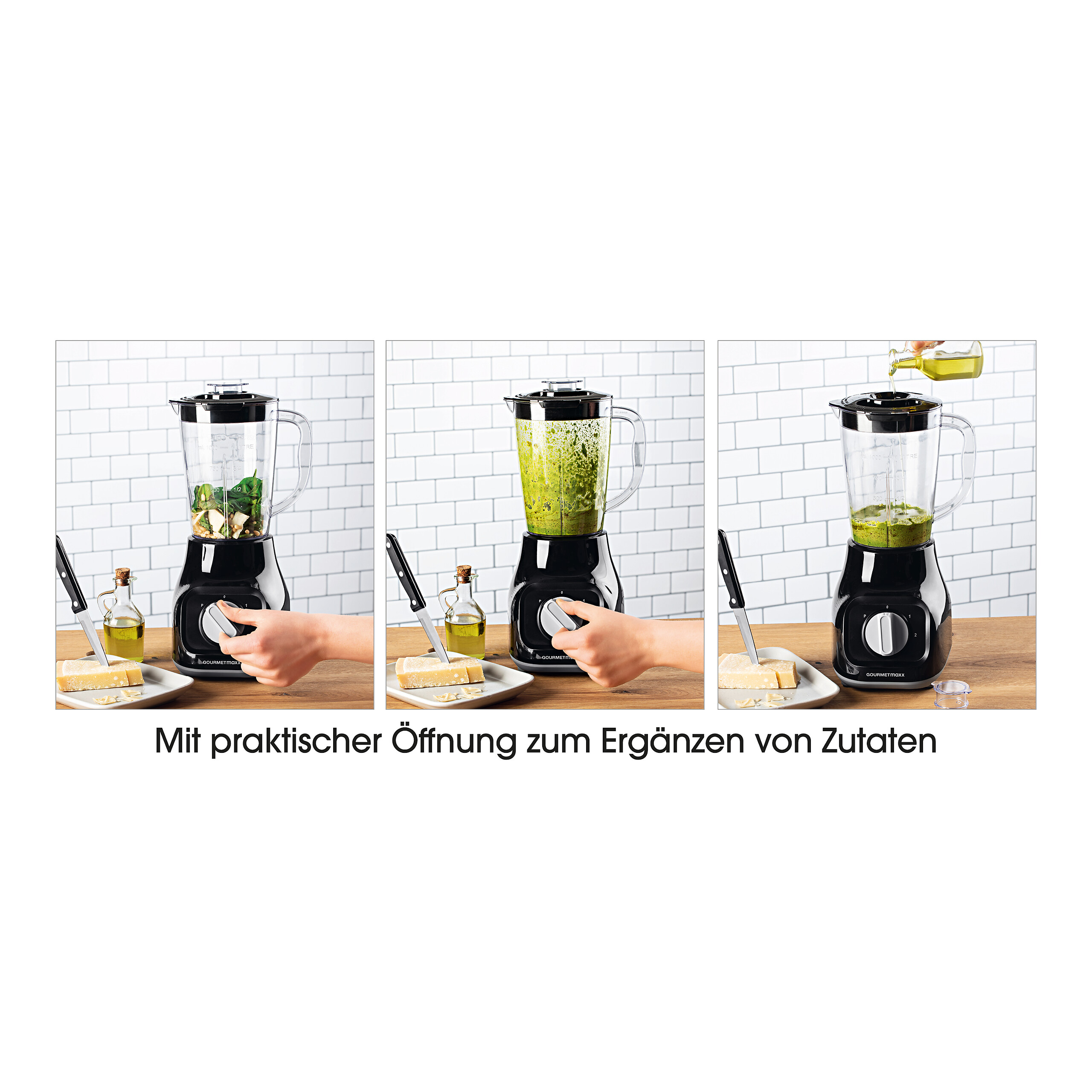 GOURMETmaxx Standmixer schwarz Edelstahl B/H/L: ca. 17,5x37,5x21 cm