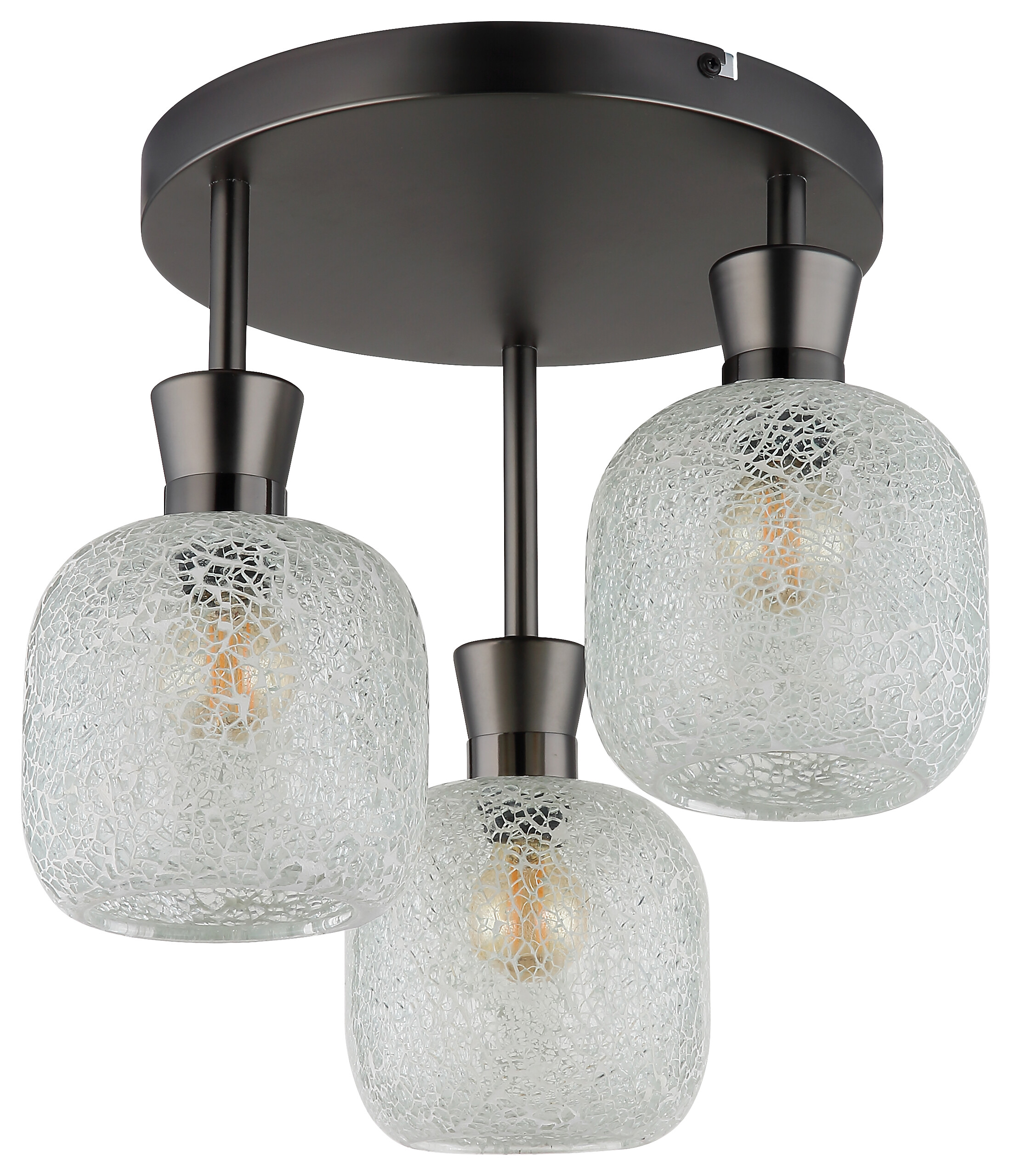 GLOBO Deckenleuchte Chrom schwarz Metall Glas B/H/L: ca. 21x32x29 cm 3 Brennstellen