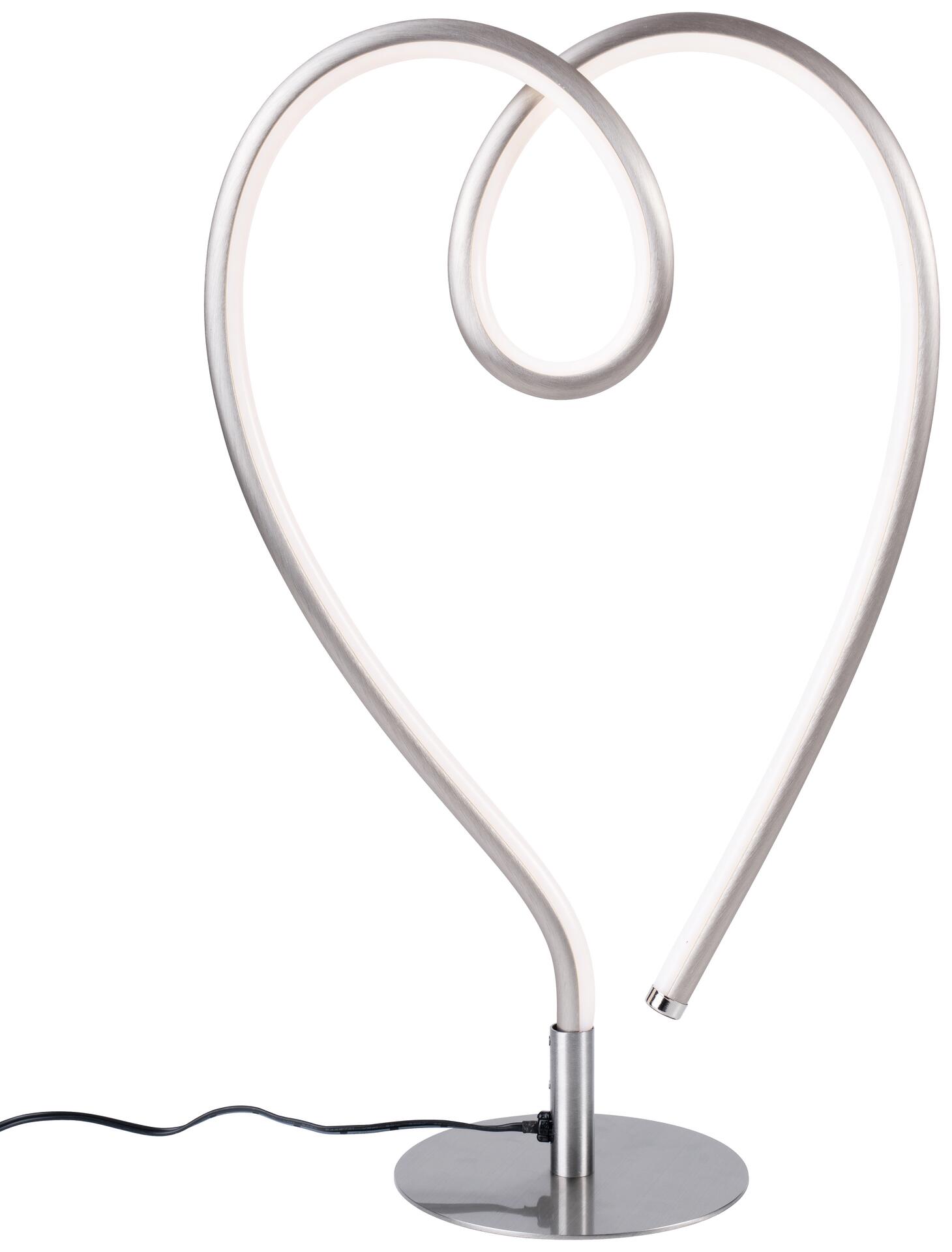 POCOline Tischleuchte Heart nickel matt weiß Metall Kunststoff B/H: ca. 24x40 cm