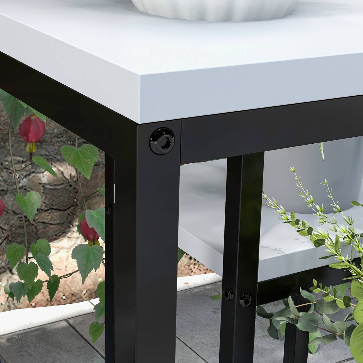 Outsunny Pflanzenständer weiß Holz B/H/L: ca. 34x70x34 cm