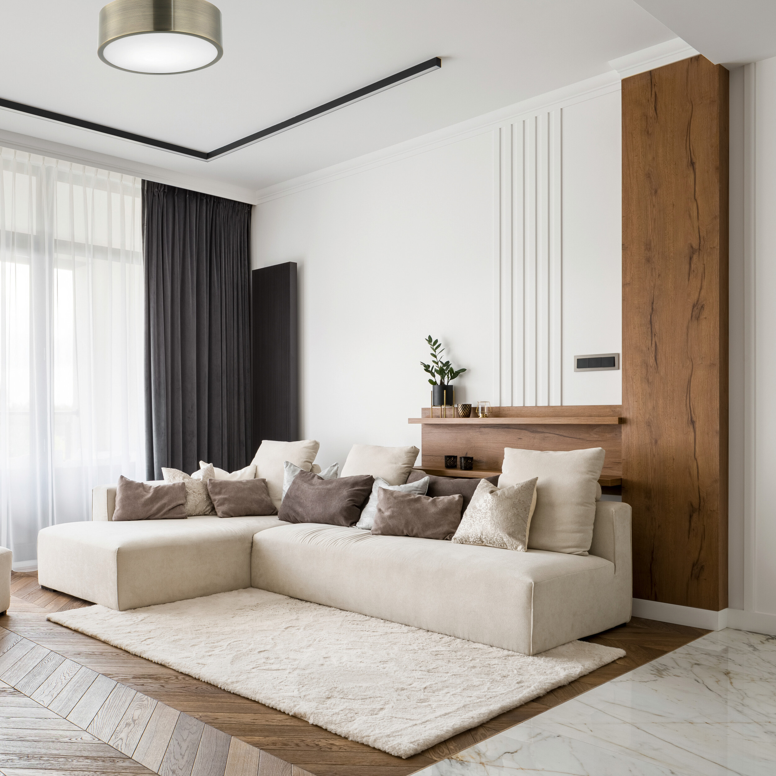 Lamkur Deckenleuchte platin Stahl B/H/L: ca. 27x8x27 cm E27 1 Brennstellen