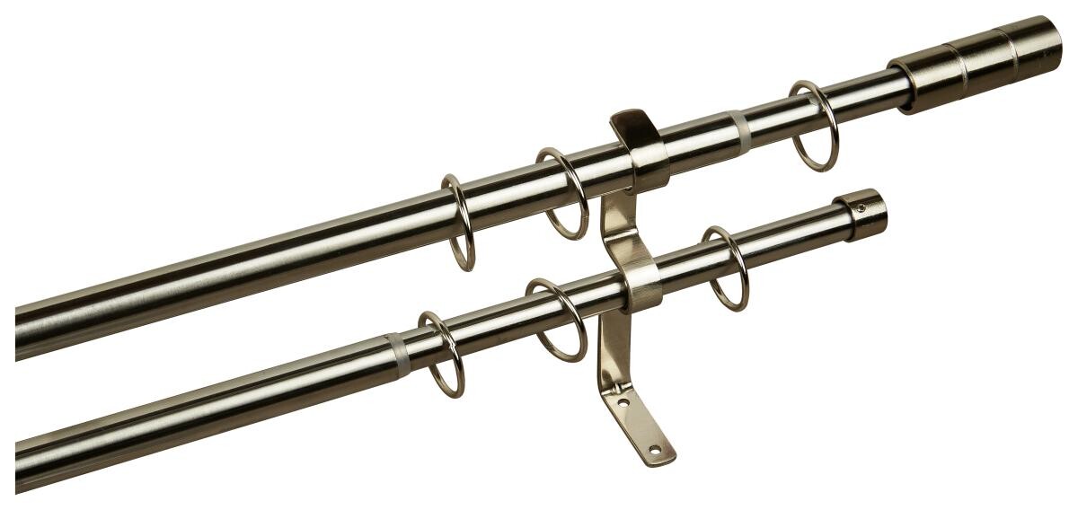 Boviva Stilgarnituren Zylinder Edelstahloptik Metall D: ca. 1,9 cm ausziehbar von ca. 190 bis 340 cm 2.0 Läufe