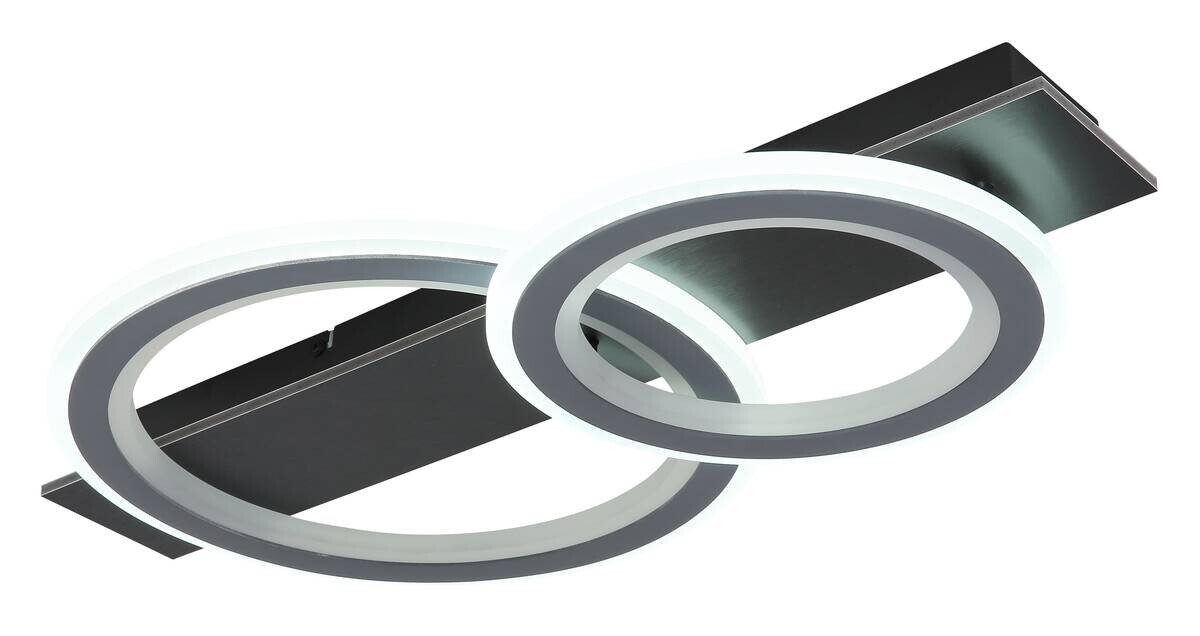 GLOBO LED-Deckenleuchte grau mattschwarz Opal Kunststoff Acryl Metall B/H/L: ca. 37x8x63 cm 1 Brennstellen