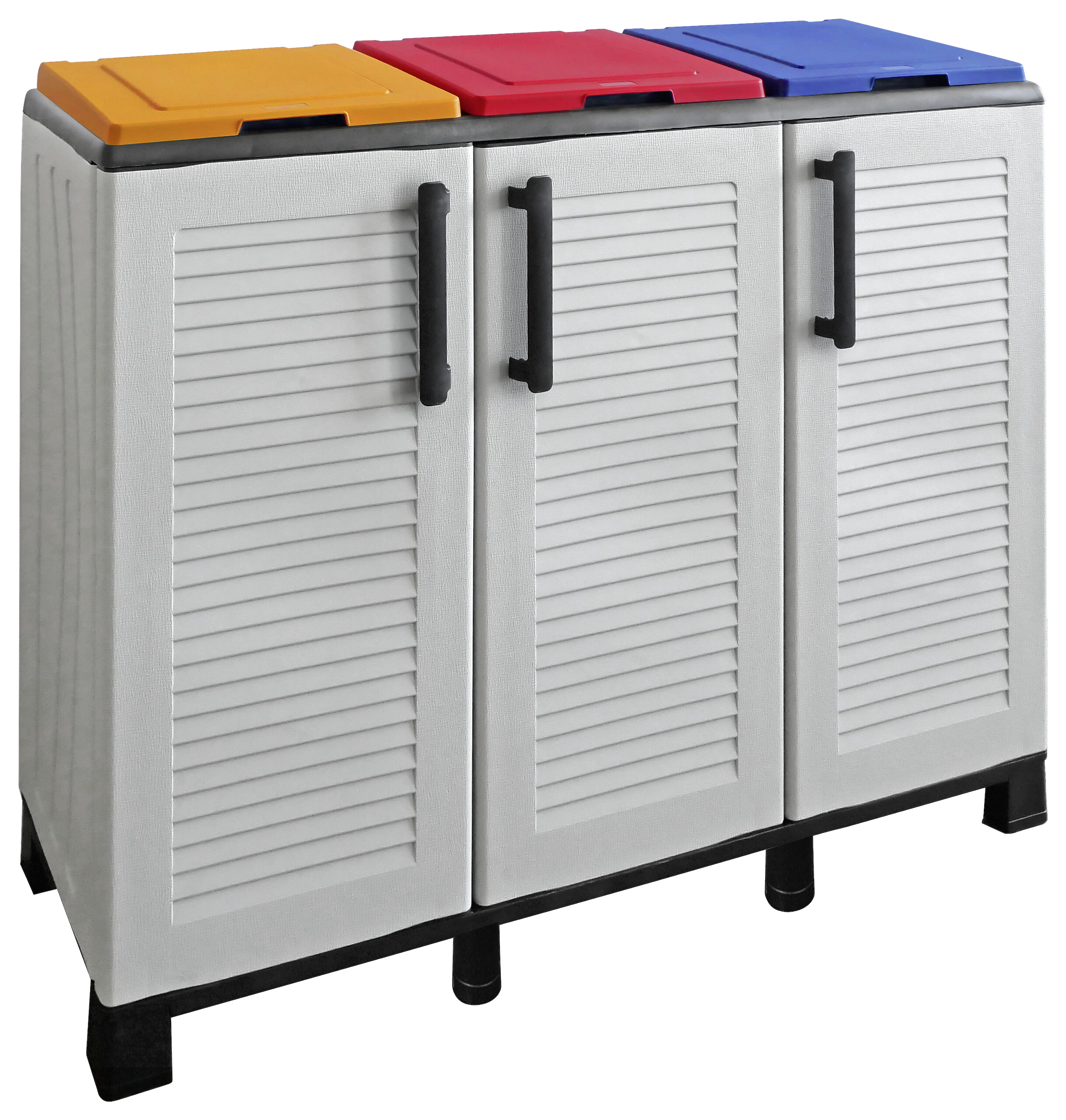 ArtPlast Mülltrennungsschrank Family hellgrau Kunststoff B/H/T: ca. 102x90x37 cm