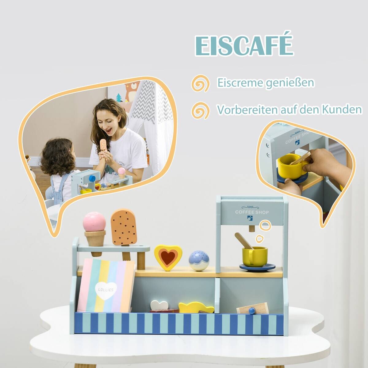 AIYAPLAY Spiel-Eisdiele B/H/L: ca. 20x24,5x42 cm