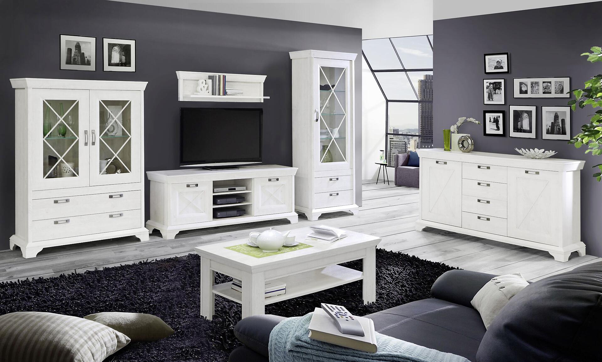 Vitrine  weiß Pinie Nachbildung B/H/T: ca. 123x162x48 cm