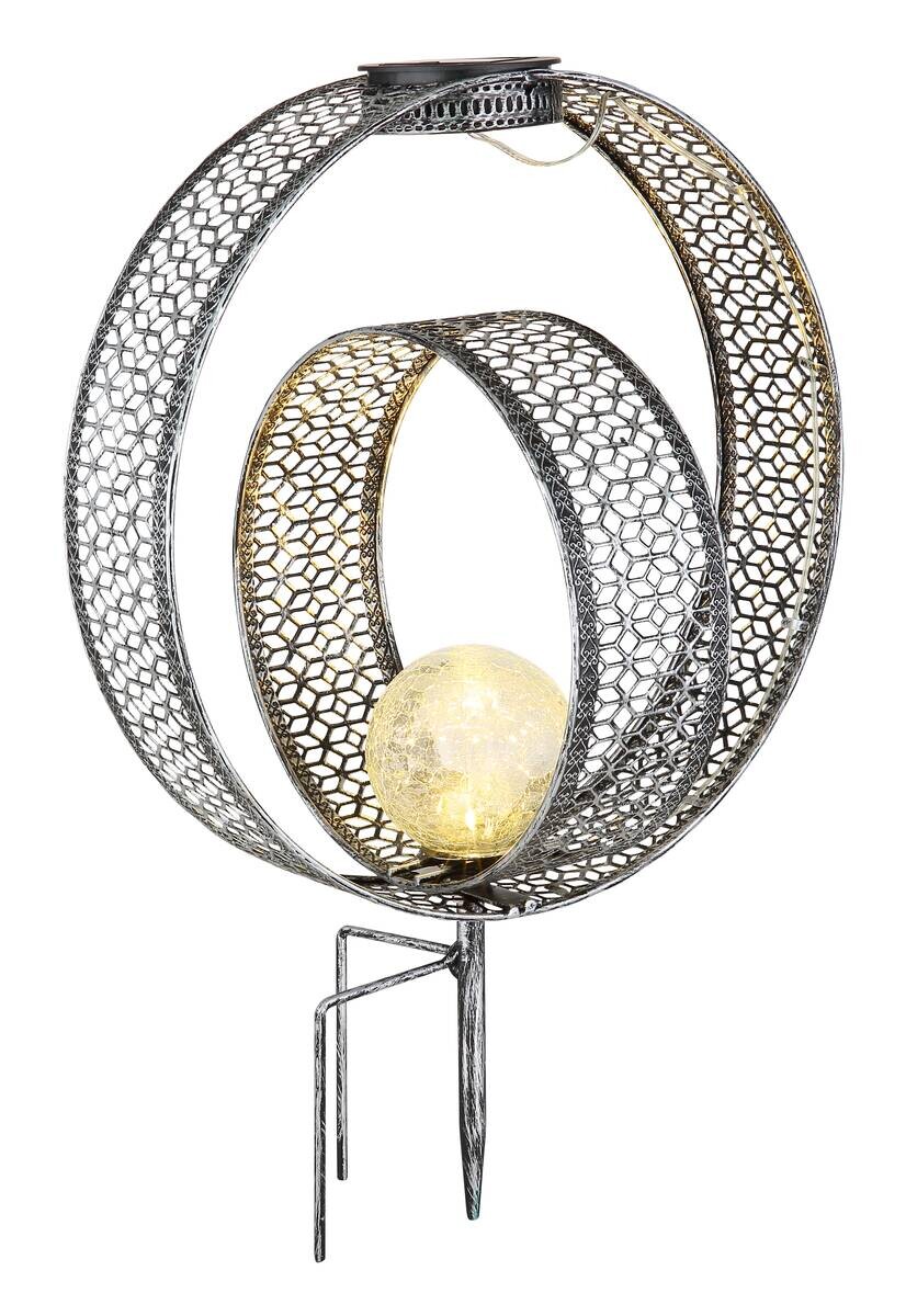 LED-Solarleuchte silber Metall B/H/T: ca. 20x42x30 cm