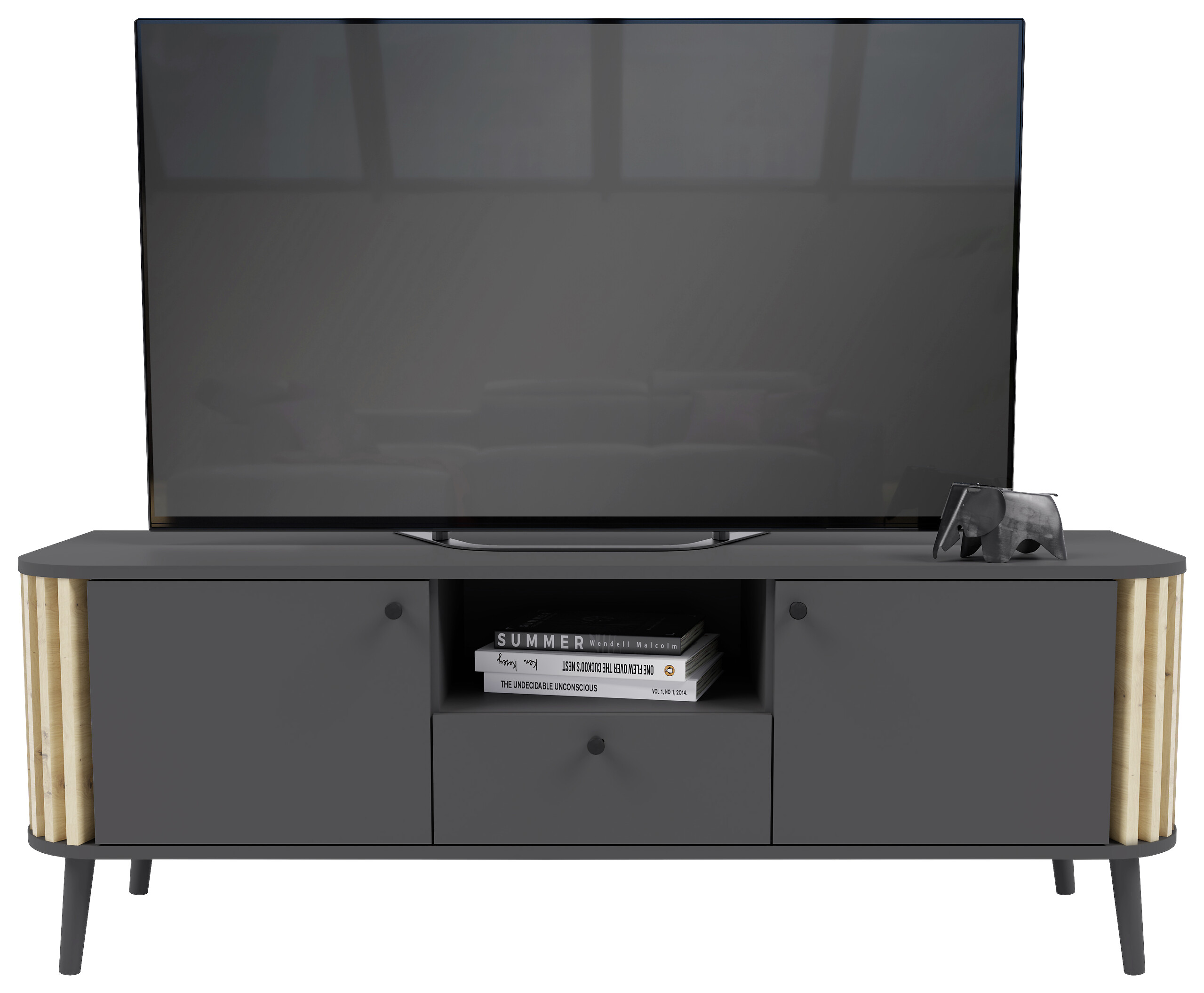 Lowboard PURE grau Eiche Artisan Nachbildung B/H/T: ca. 138x50x40 cm