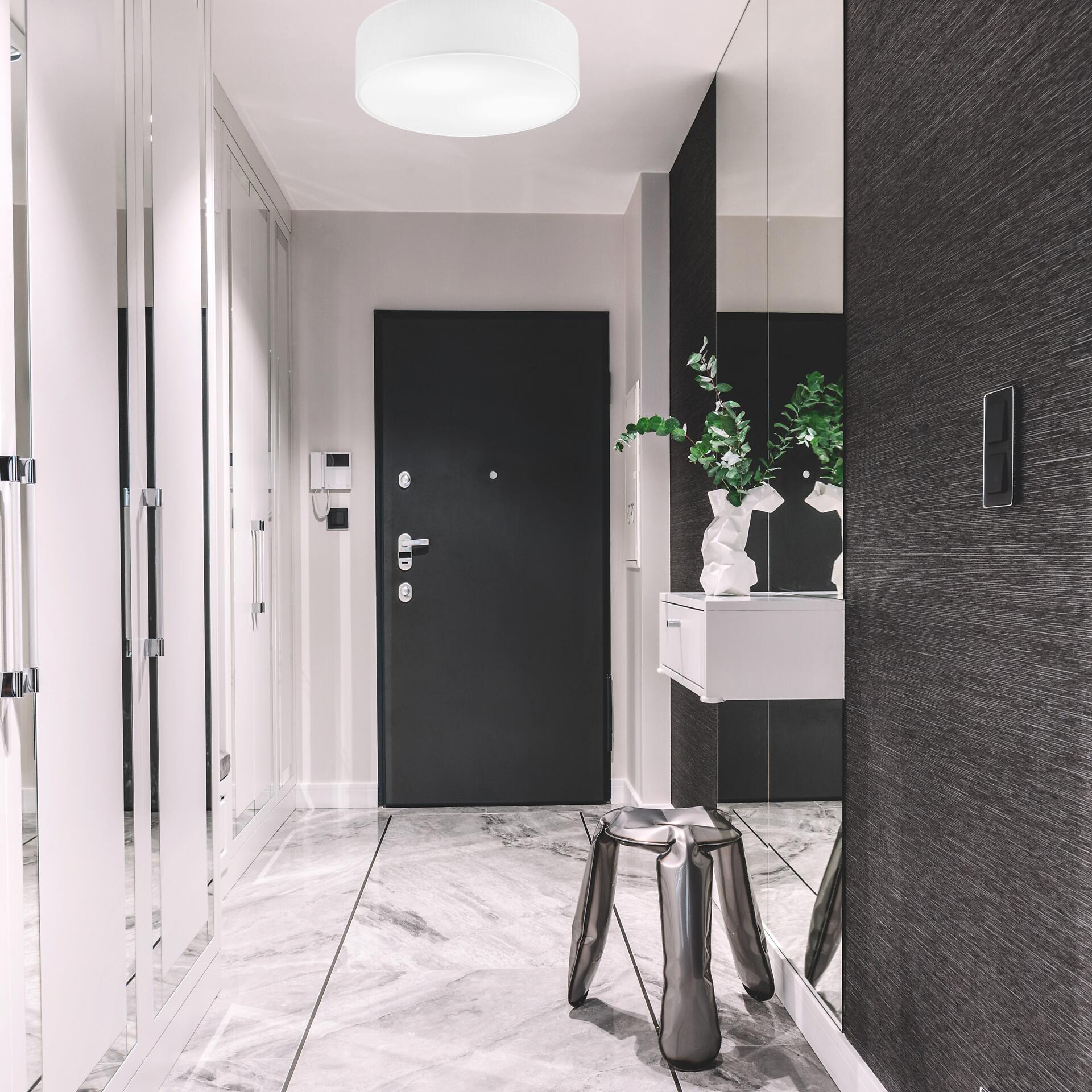 Lamkur Deckenleuchte VIVIAN 48499 weiß Kunststoff Textil PVC H/L: ca. 13x45 cm E27 2 Brennstellen