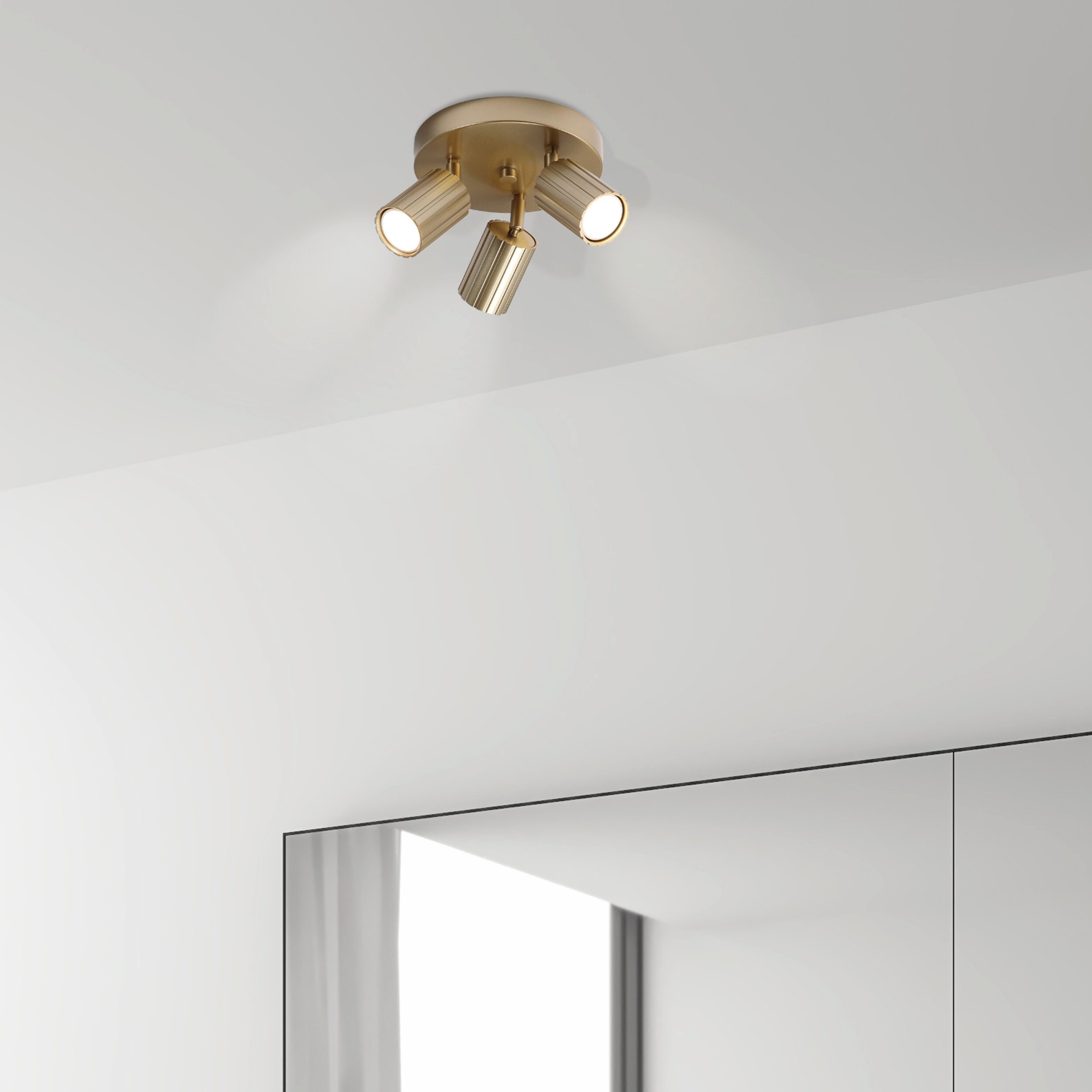 Lamkur Strahler Prisma gold Stahl B/H/L: ca. 18x19,5x18 cm 3 Brennstellen