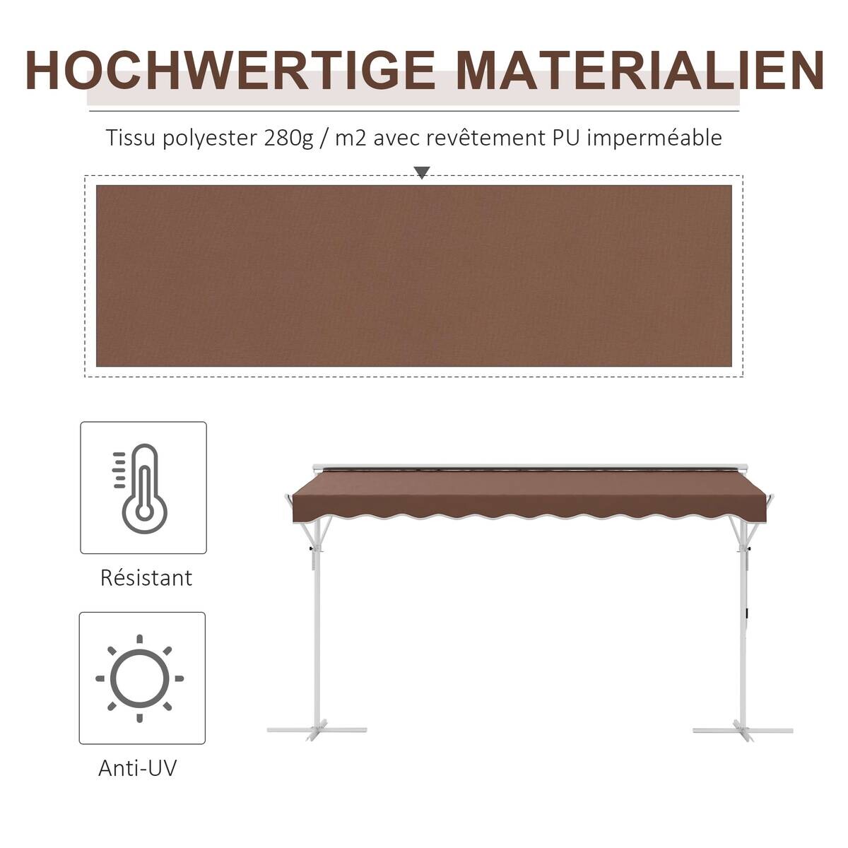 Outsunny Markise braun B/H/L: ca. 298x395x255 cm