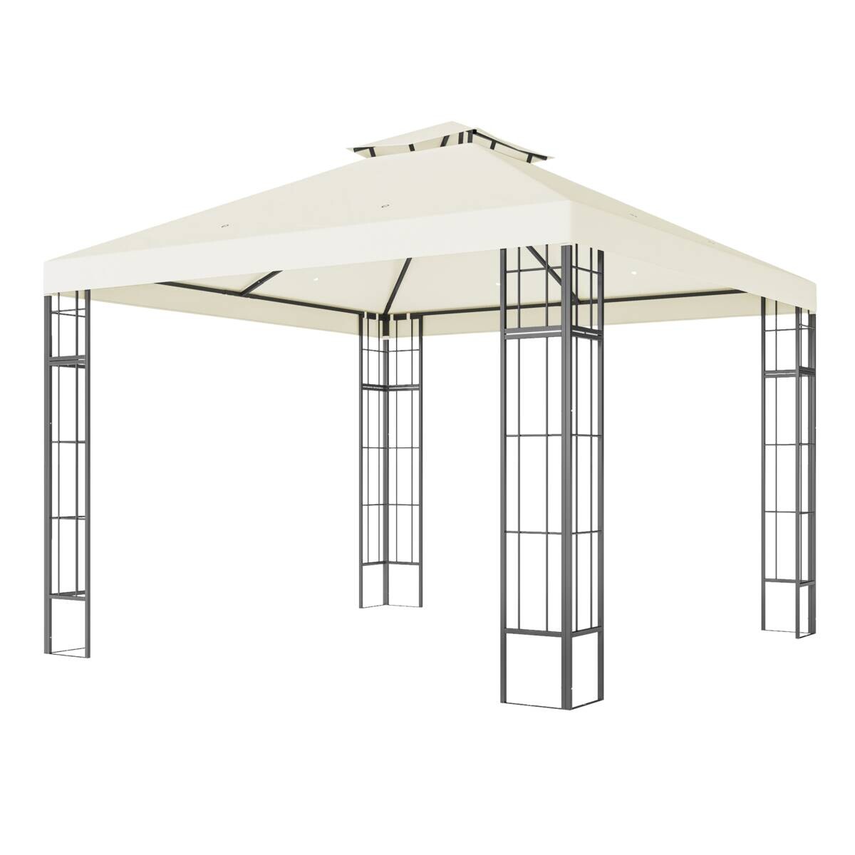 Outsunny Pavillon cremeweiß Metall B/H/L: ca. 298x279x298 cm