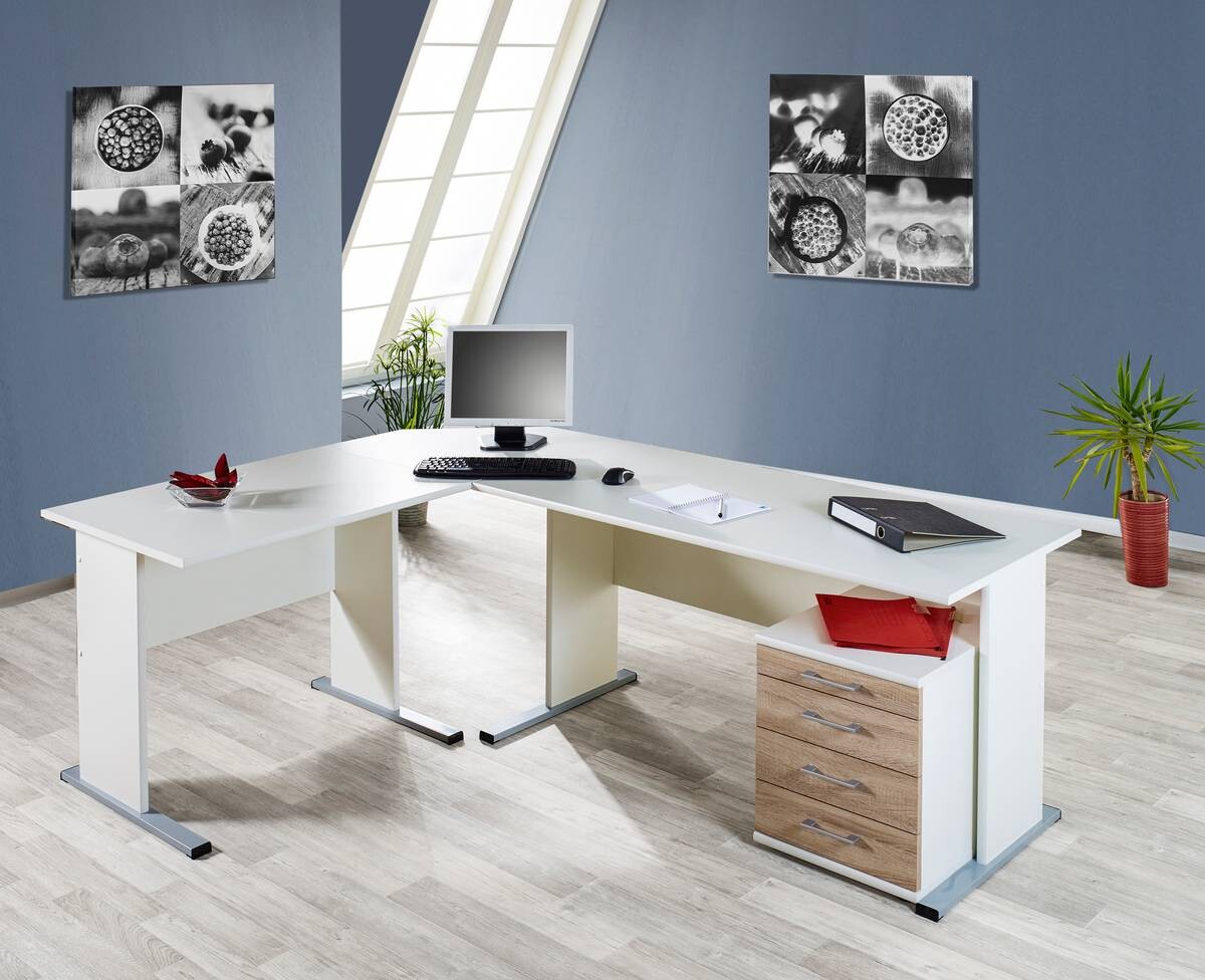 Schreibtisch Serie 200 perlweiß B/H/T: ca. 90x74,2x65 cm