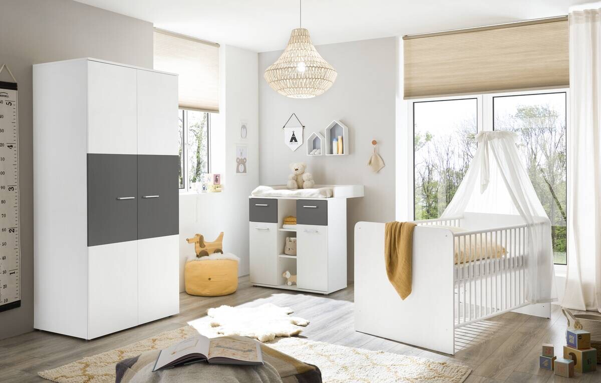 Kleiderschrank Alex weiß Graphit B/H/T: ca. 90x195x60 cm