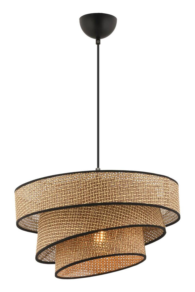 Opviq Pendelleuchte Couper beige schwarz Baumwolle Metall B/H/L: ca. 40x72x40 cm E27 1 Brennstellen