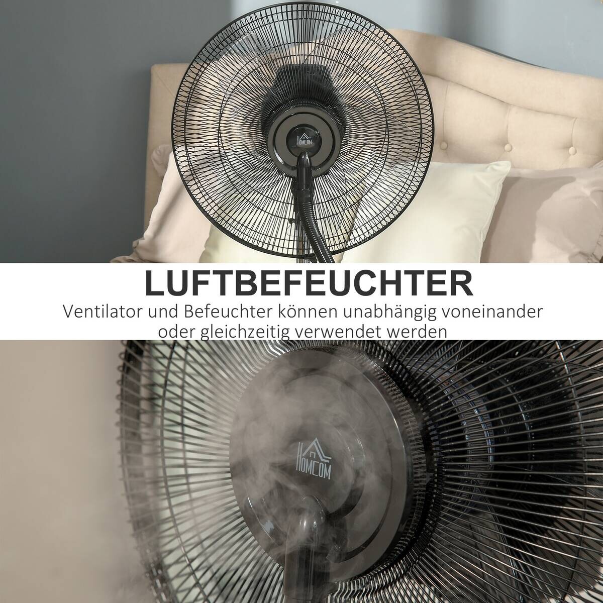HOMCOM Ventilator schwarz Polypropylen Edelstahl Kunststoff B/H/L: ca. 44,5x44,5x135 cm