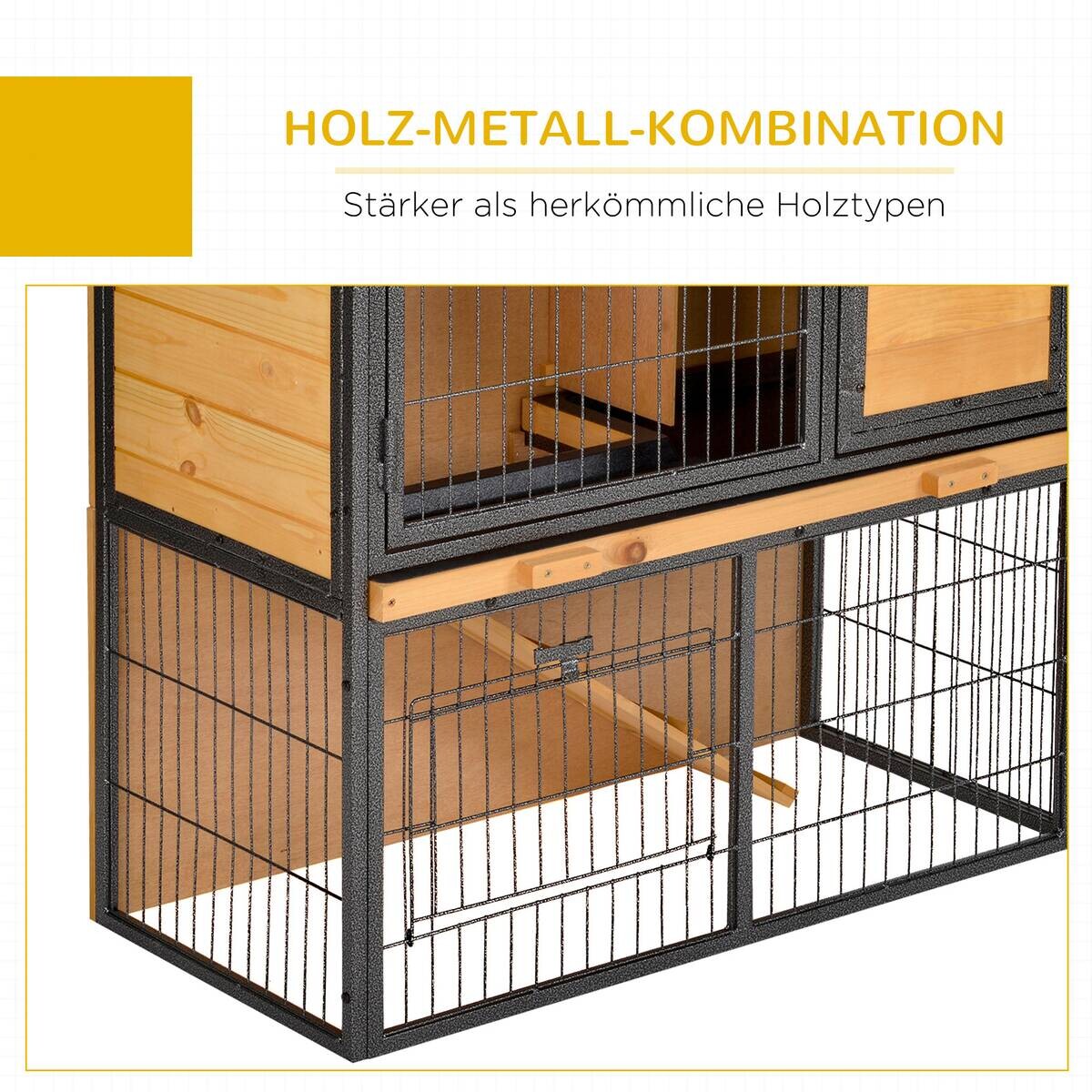 PawHut Kleintierstall schwarz Holz B/H/L: ca. 45x81x89,5 cm