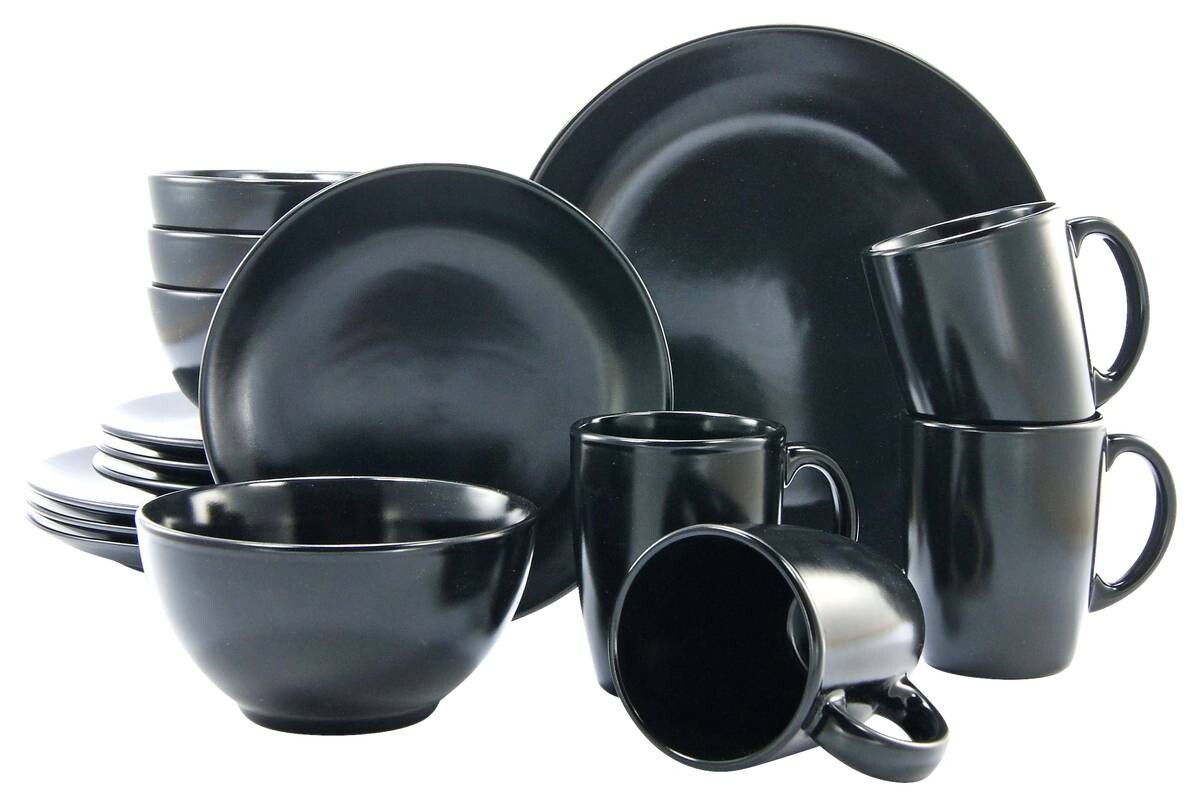 CreaTable Kombiservice Black Matt schwarz Steinzeug 16 tlg.
