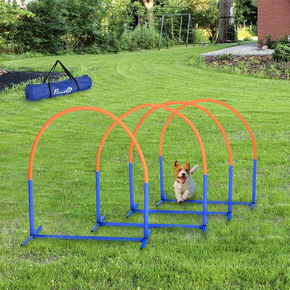 PawHut Hunde-Agility-Set orange Kunststoff B/H/L: ca. 64x95x88 cm