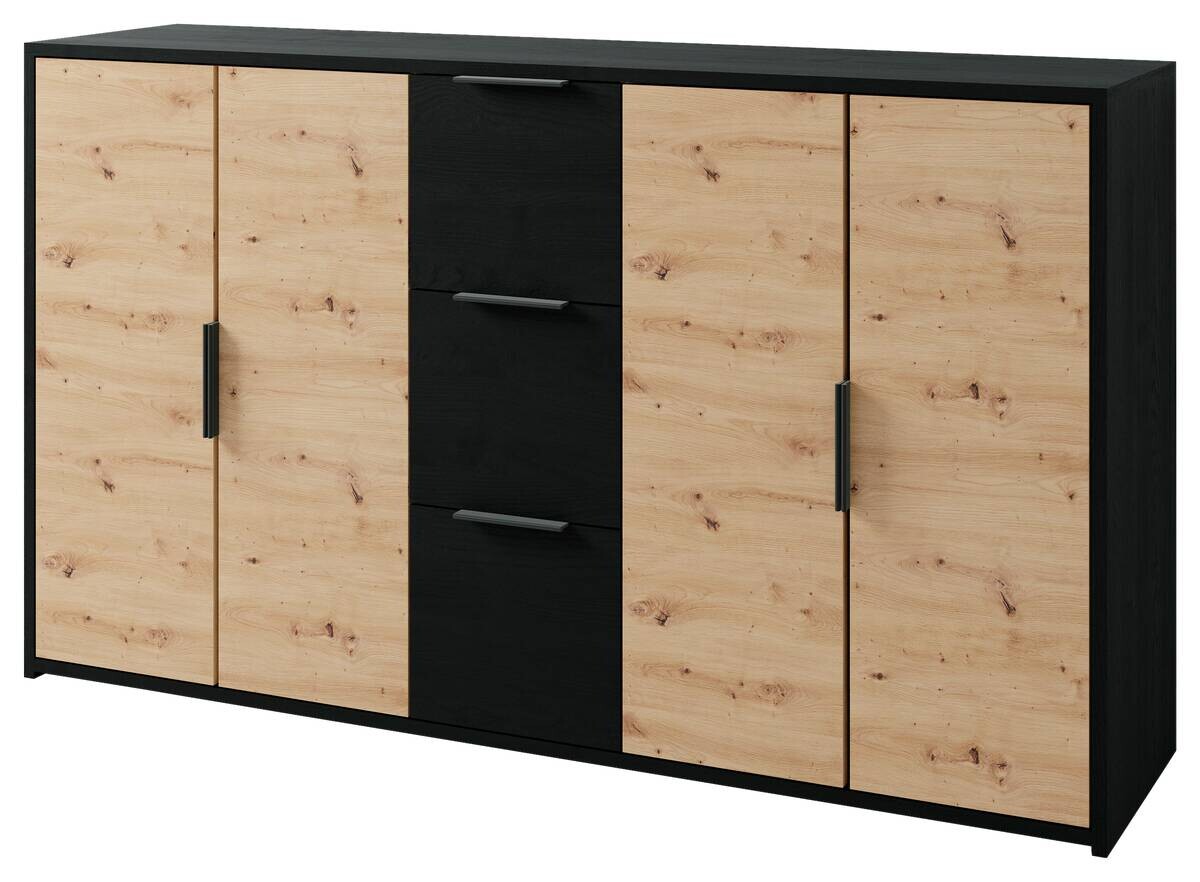 Kommode RIMINI schwarz Eiche Nachbildung B/H/T: ca. 139x80x39 cm