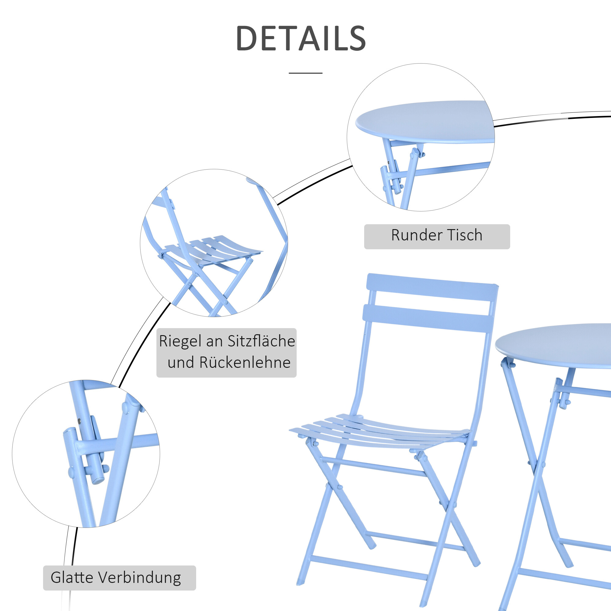 Outsunny Gartenmöbel-Set hellblau Metall