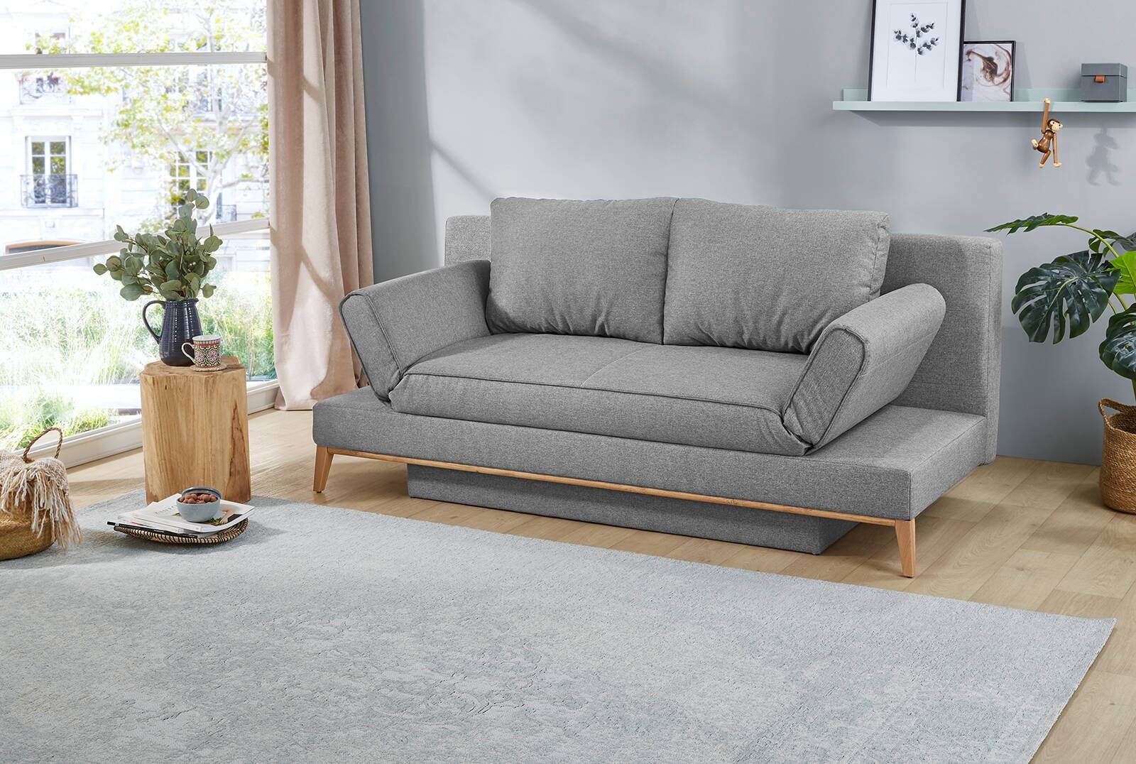 Schlafsofa grau B/H/T: ca. 198x87x92 cm