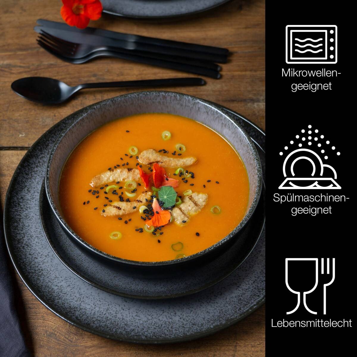 Moritz & Moritz Tafelservice Digital anthrazit Porzellan 18 tlg.