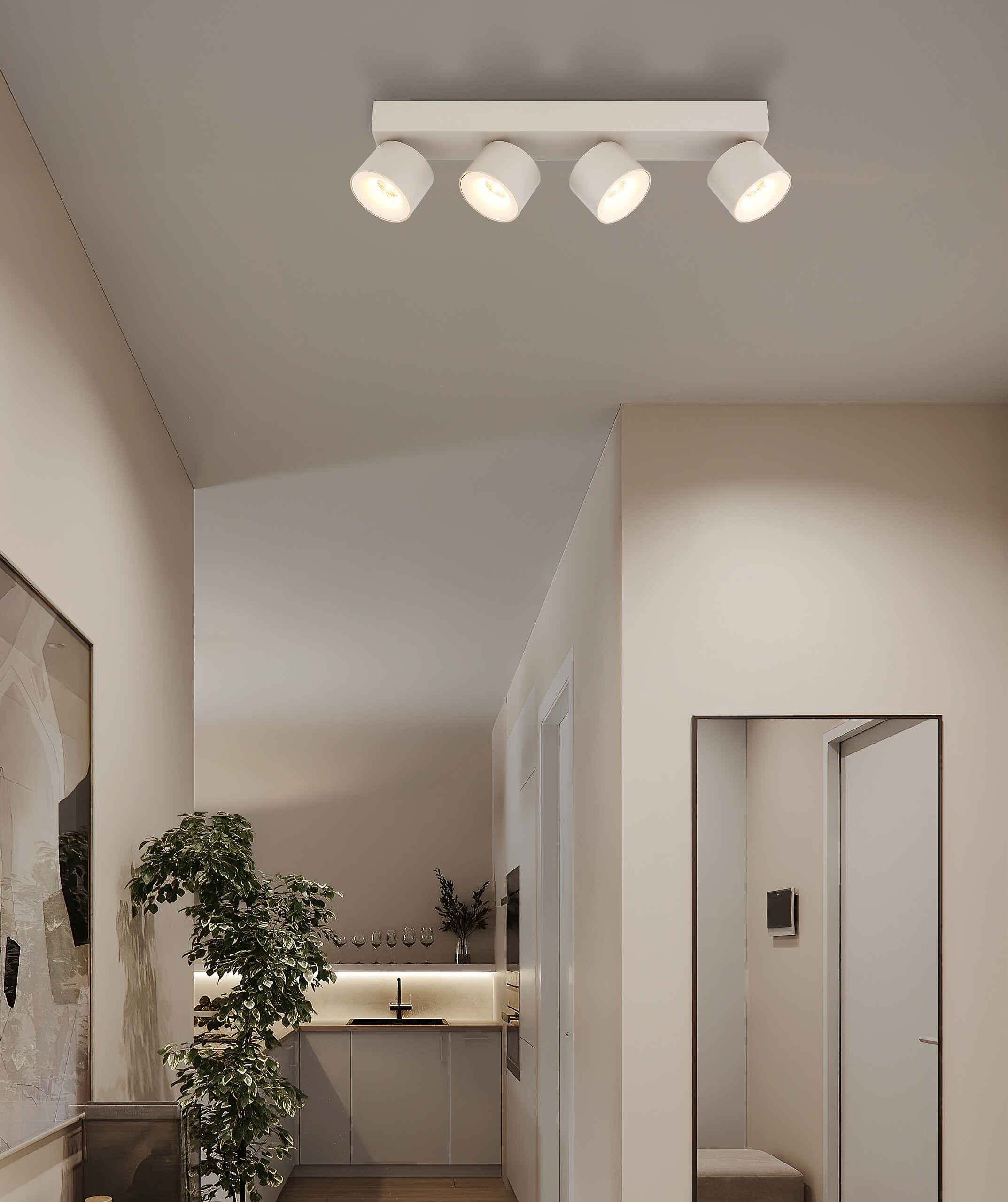 GLOBO LED-Strahler sand Metall Aluminium Kunststoff B/H/L: ca. 8,5x42x10,5 cm 4 Brennstellen