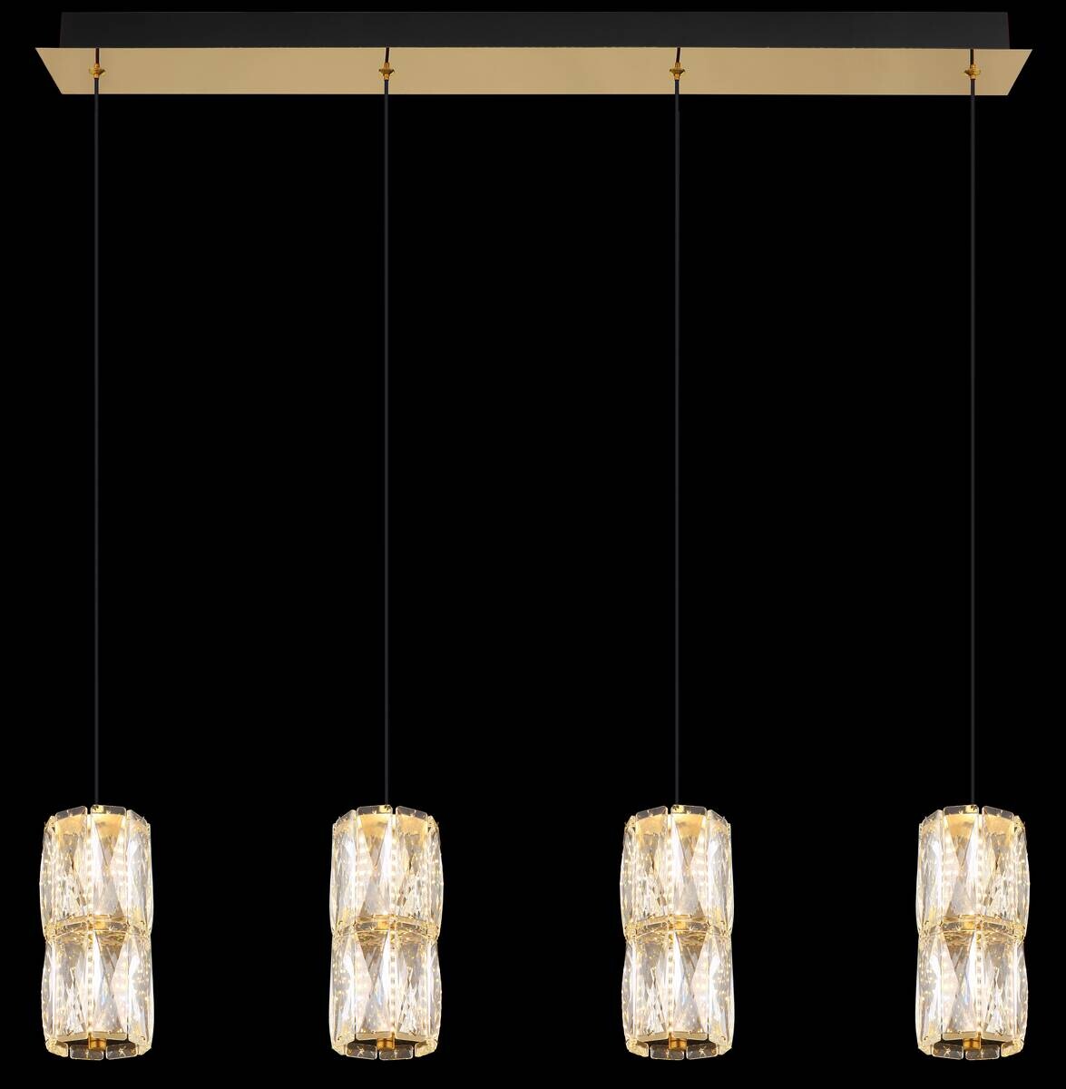 GLOBO Pendelleuchte mattschwarz gold klar Glas Metall B/H/T/L: ca. 9,5x150x84,5x84,5 cm 1.0 Brennstellen