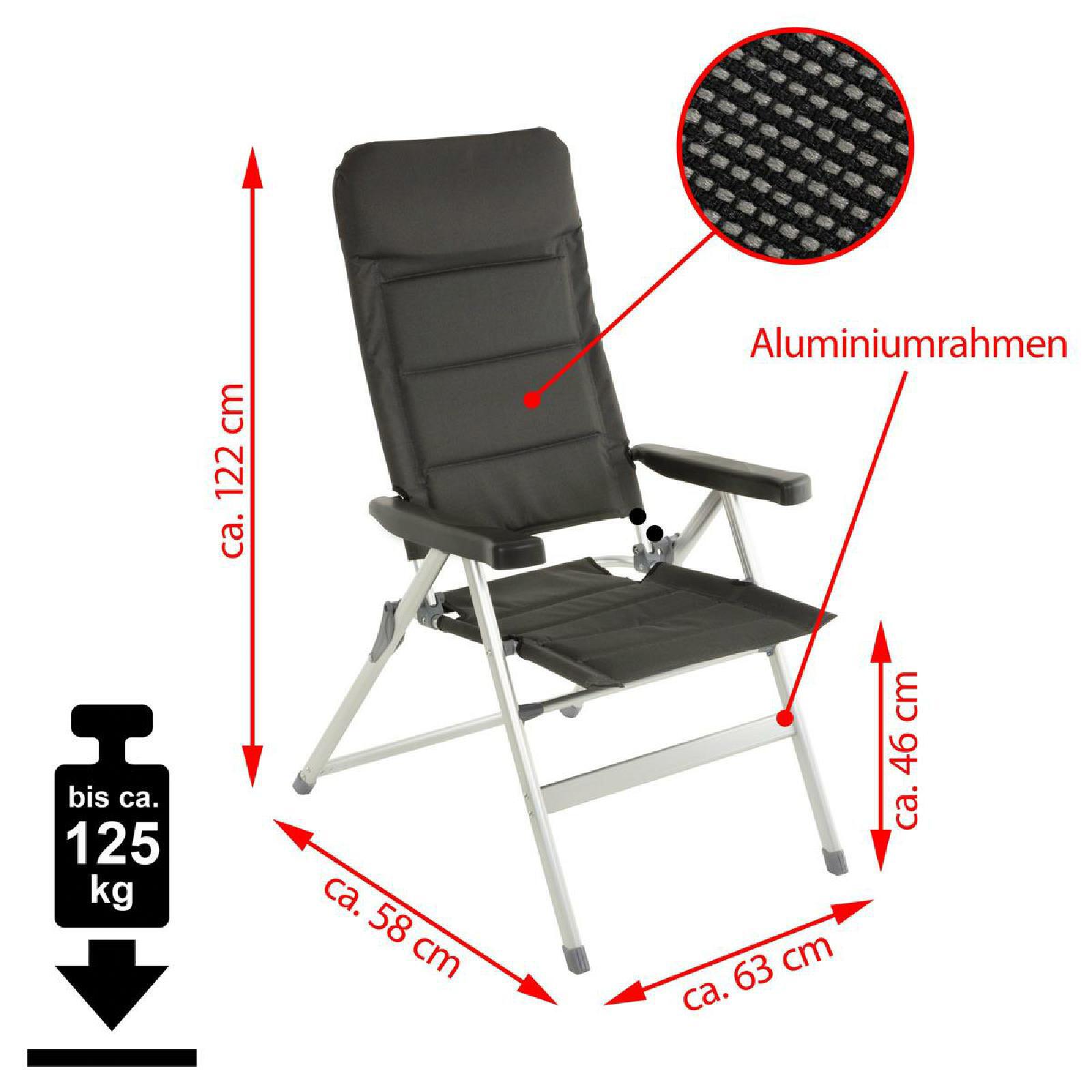 VCM Campingstuhl-Set schwarz Polyester-Mischgewebe B/T/L: ca. 63x58x122 cm