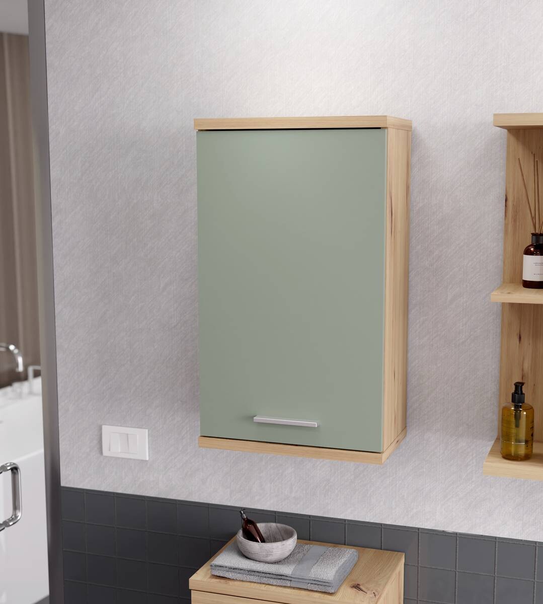 Hängeschrank Eiche Artisan Nachbildung salbei B/H/T: ca. 40x69x23 cm