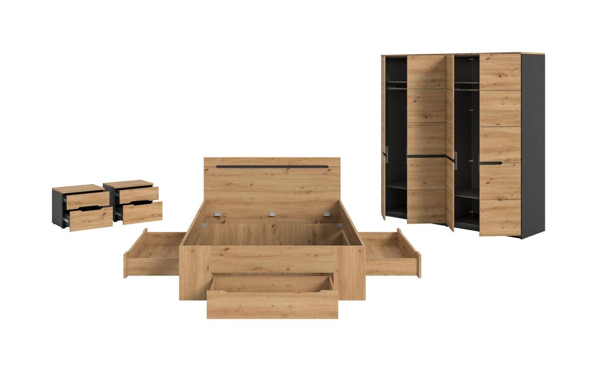 Schlafzimmer CANU, Set basaltgrau Artisan Nachbildung