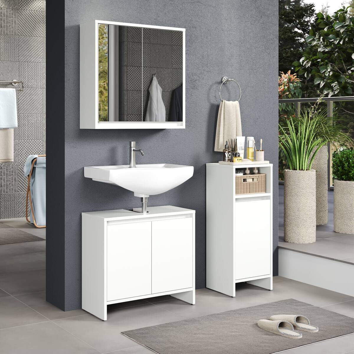 Stauraumelement Basix weiß matt grau B/H/T: ca. 32x81x28 cm