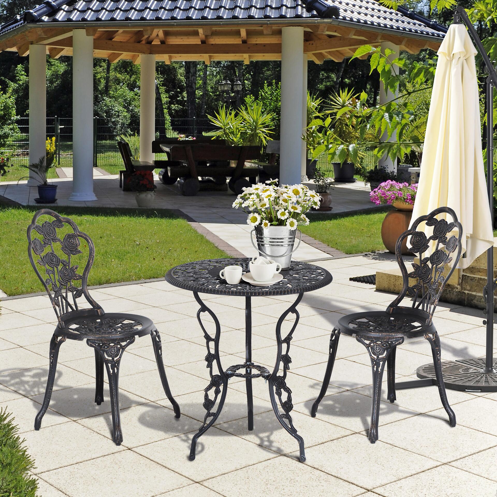 Outsunny Bistro-Set bronze Alu B/H/L: ca. 60x67x60 cm
