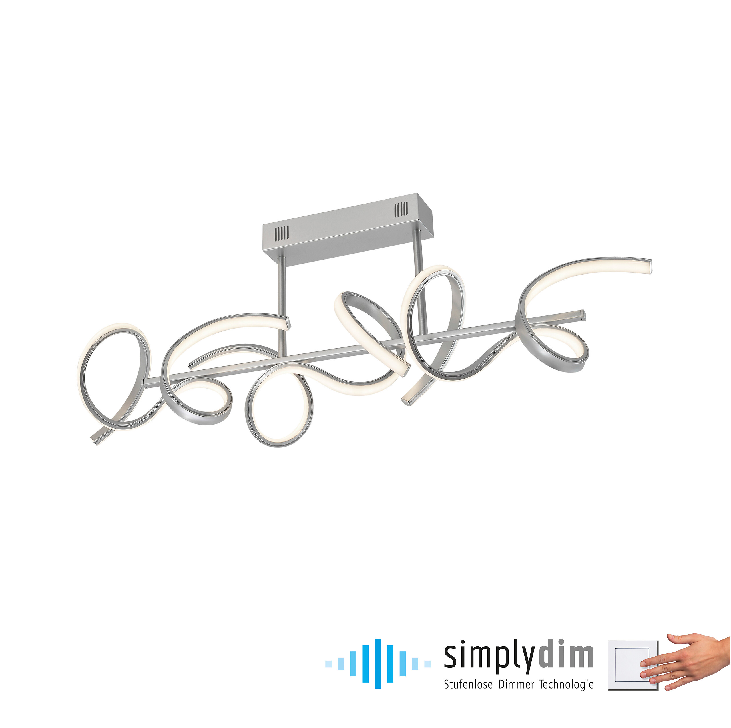 Just Light Deckenleuchte Curls silber Alu B/H/L: ca. 21x30x82 cm