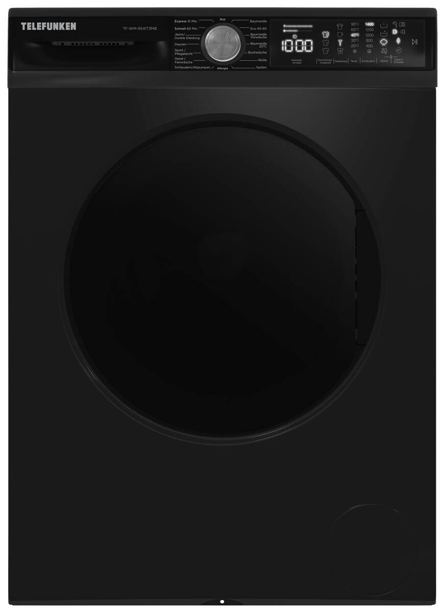 Telefunken Waschmaschine TF-WM-9541T3MB mattschwarz B/H/T: ca. 59,7x84,5x58,2 cm