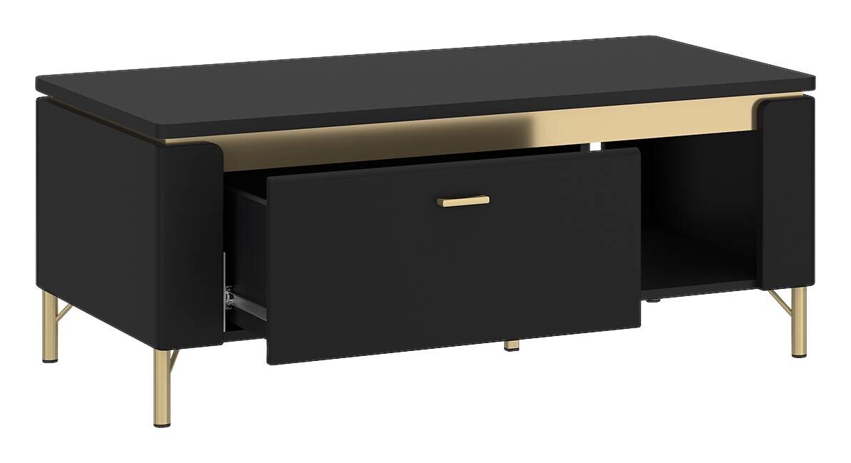 Couchtisch Norica schwarz matt gold Optik B/H/T: ca. 110x46x65 cm