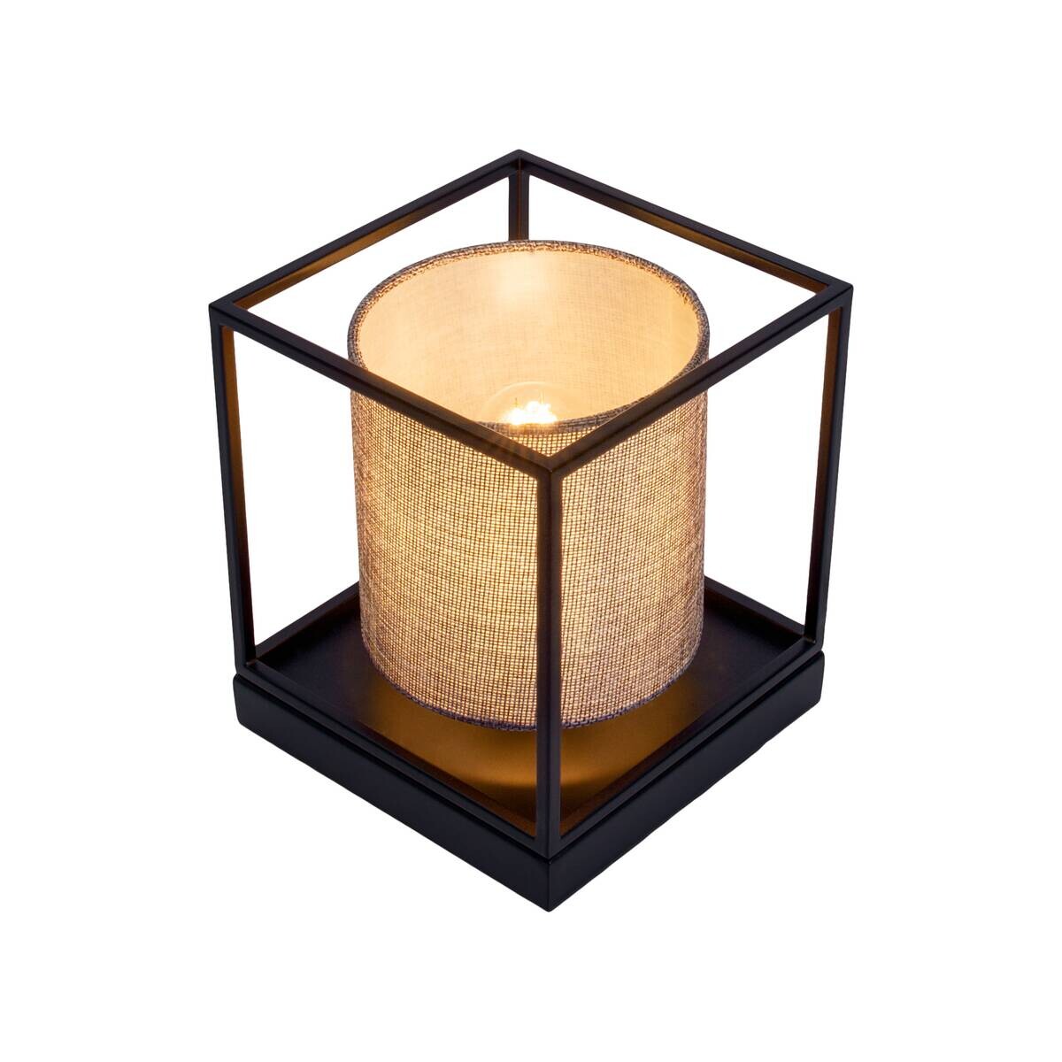 Näve Leuchten Tischleuchte 3190516 grau Metall Textil B/H/T: ca. 15x17x15 cm E14 1 Brennstellen