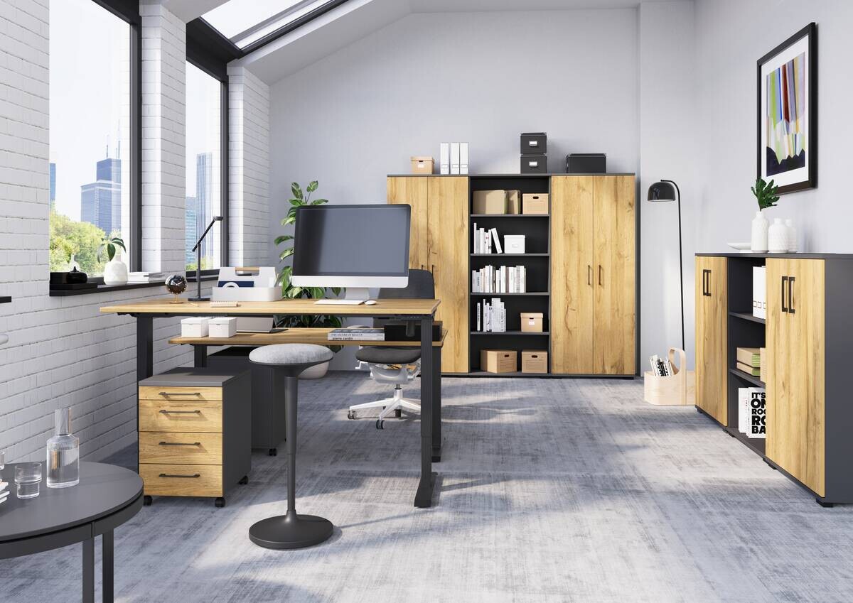 Schreibtisch 4252-582 Eiche Grand-Son Nachbildung schwarz B/H/T: ca. 160x80x80 cm