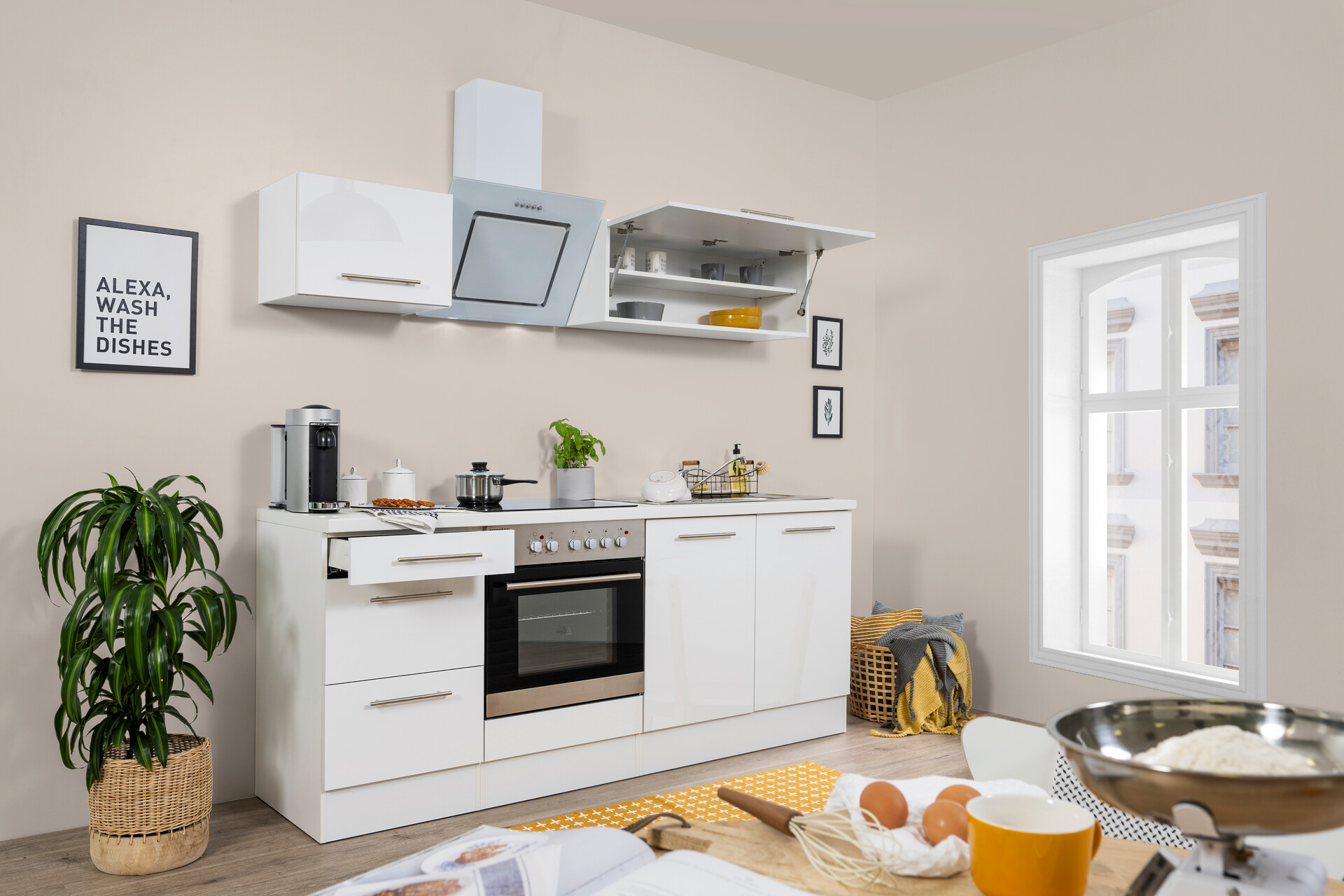 Respekta Küchenblock Amanda weiß Hochglanz B/H/T: ca. 210x200x60 cm