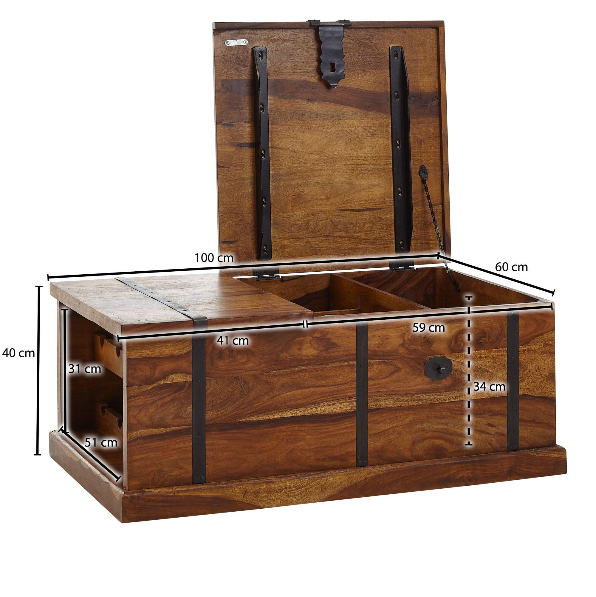 Wohnling Couchtisch braun B/H/T: ca. 60x40x100 cm