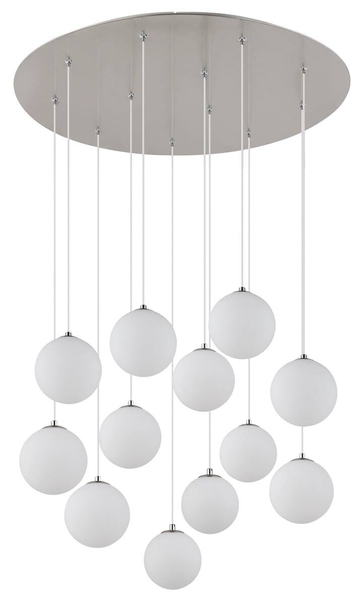 GLOBO Deckenleuchte Opal nickel matt schwarz Glas Metall Kunststoff H/D: ca. 120x75 cm G9 12 Brennstellen