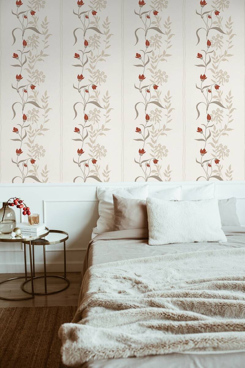 Livingwalls Vliestapete Best of Vlies Floral creme B/L: ca. 53x1005 cm
