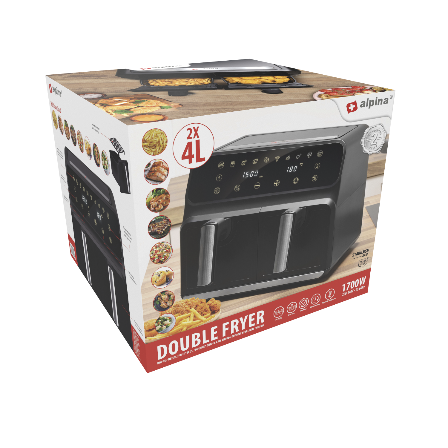 alpina Heißluftfritteuse 871125224012 schwarz Kunststoff B/H/L: ca. 38x36x32 cm ca. 8 l