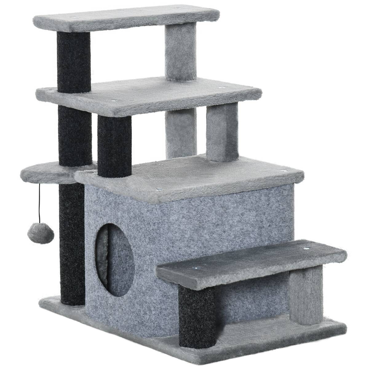 PawHut Haustiertreppe grau Spanplatte B/H/L: ca. 40x66x60 cm