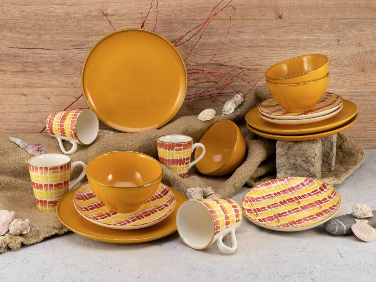 CreaTable Kombiservice MARBELLA orange Steingut 16 tlg.