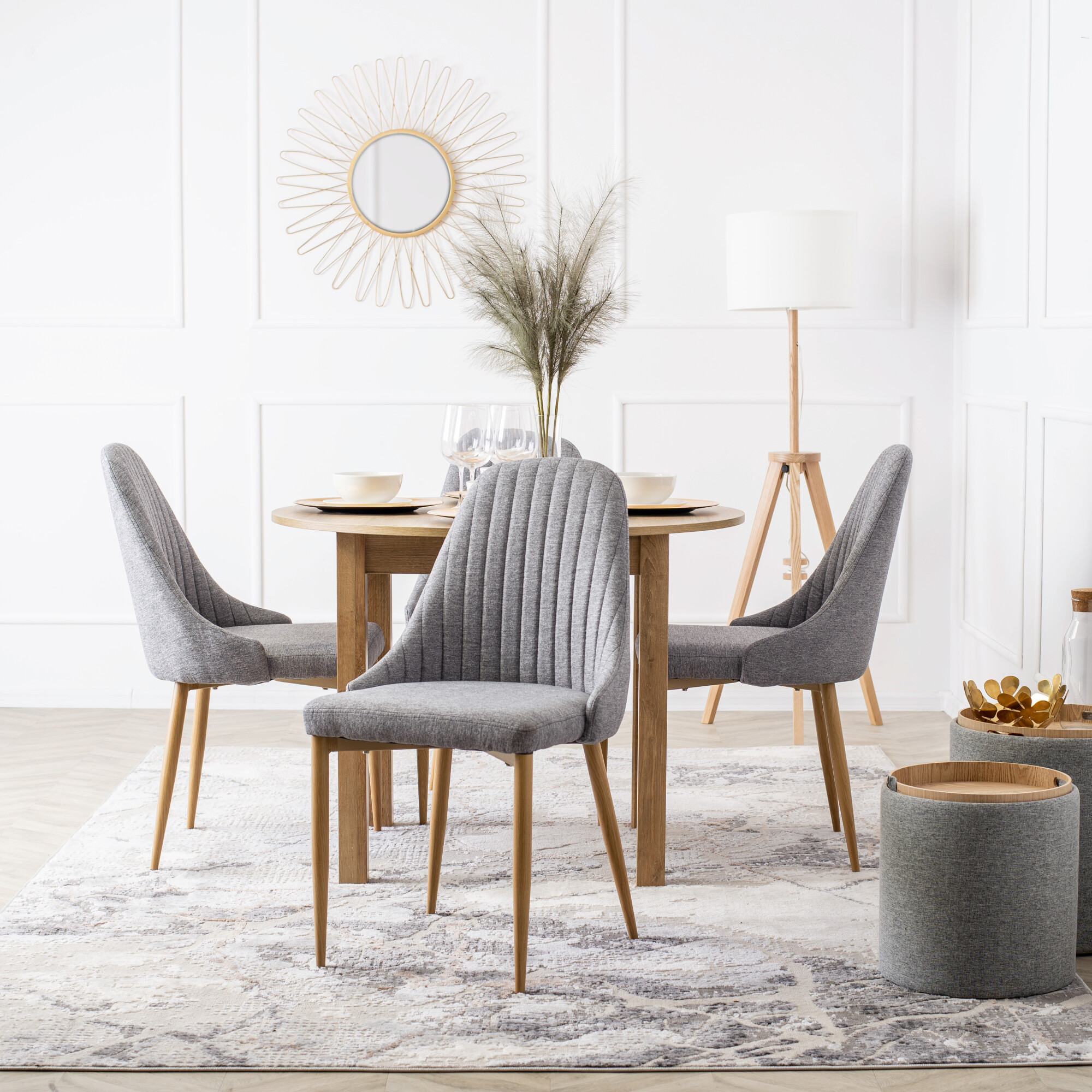 Stuhl TORINO grau Stoff B/H/T: ca. 53x91x58 cm