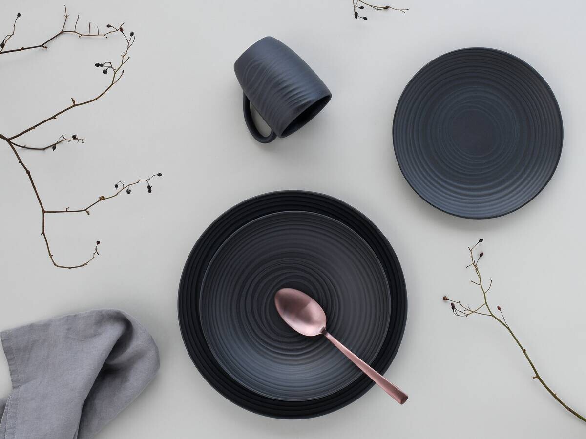 CreaTable Kombiservice Lava Stone schwarz Steinzeug 24 tlg.