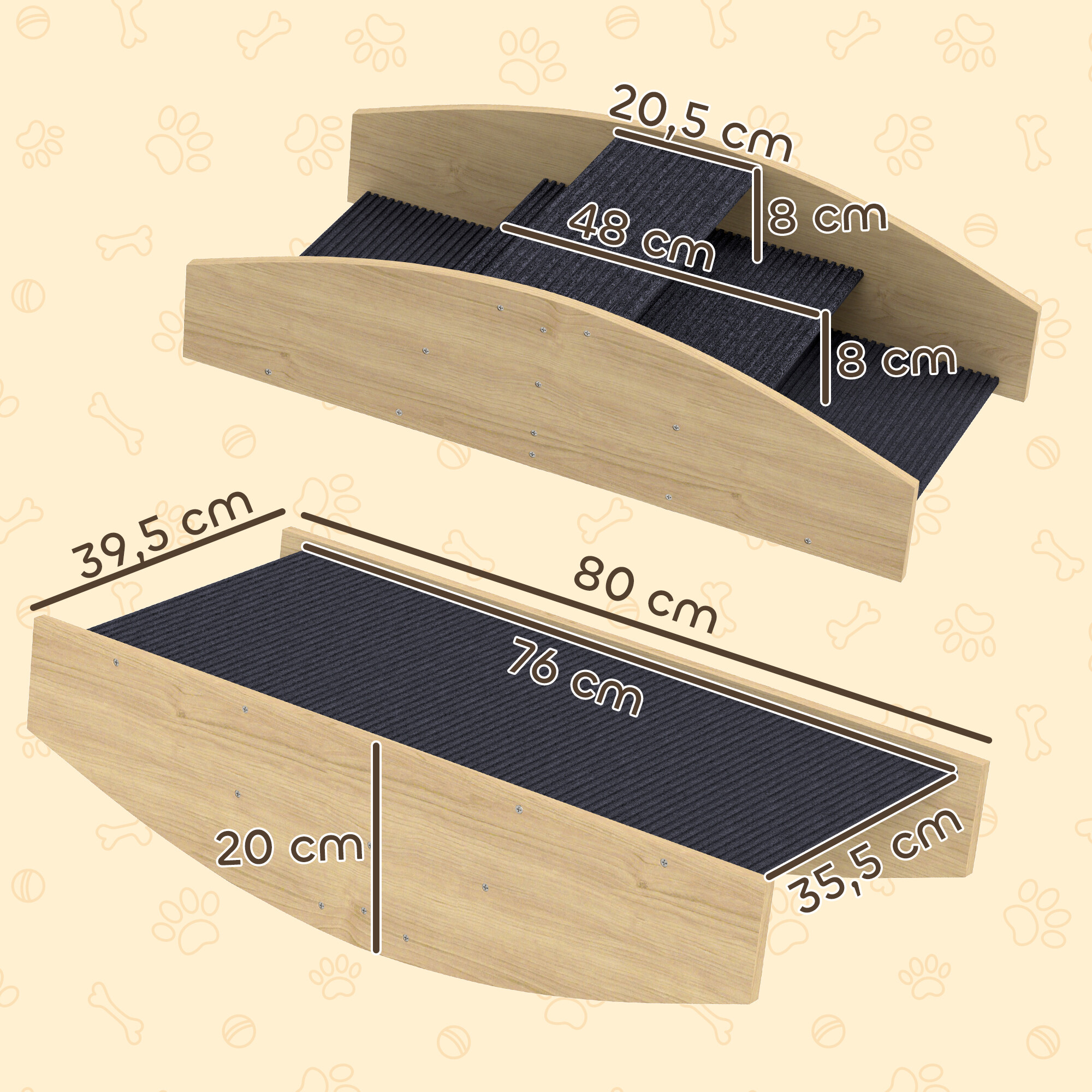 PawHut Hundewippe Holzoptik Holz B/H/L: ca. 39,5x20x80 cm