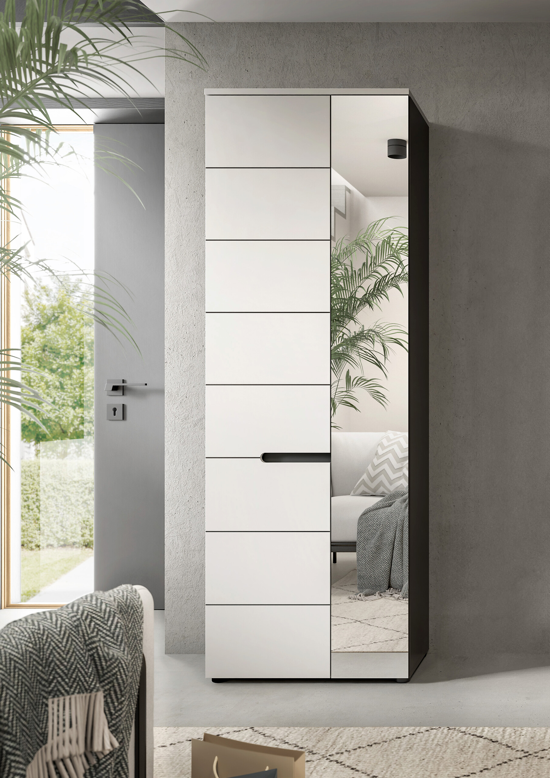 Garderobenschrank Canu basaltgrau Nachbildung weiß B/H/T: ca. 65x190x37 cm Garderobenschrank Canu basaltgrau Nachbildung weiß B/H/T: ca. 65x190x37 cm